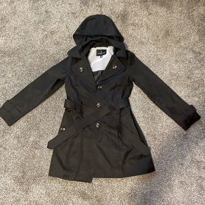 London fog black pea coat button up